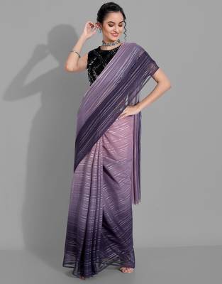 Purple georgette woven zari work saree with blouse 3
