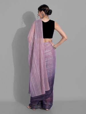 Purple georgette woven zari work saree with blouse 5