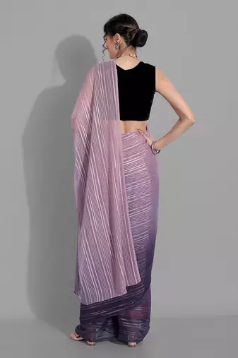 Purple georgette woven zari work saree with blouse