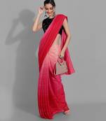 Red georgette woven zari work saree with blouse