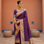 Dark Plum Color zari weawing Work Silk Saree