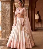 Daisy Ivory Pink Embroidered Raw Silk Lehenga Set