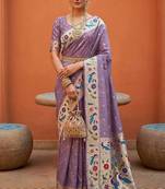 Lavender Color zari weawing Work Silk Saree