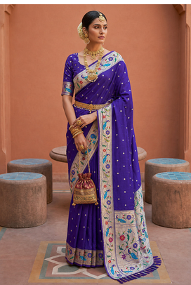 Purple Color zari weawing Work Silk Saree 1
