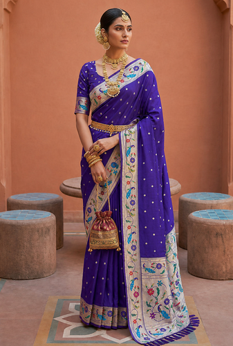 Purple Color zari weawing Work Silk Saree