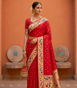Red Color zari weawing Work Silk Saree