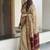 Beige blended cotton embroidered zari work saree with blouse