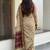 Beige blended cotton embroidered zari work saree with blouse
