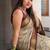 Beige blended cotton embroidered zari work saree with blouse