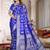 Cobalt Blue Satin Silk Saree with Heavy Zari Weaving, Rich Pallu & Running Blouse Piece