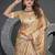 Maharanga Beige Satin Saree with Floral Zari & Thread Work, Rich Pallu & Running Blouse Piece