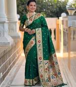 Green Color zari weawing Work Silk Saree