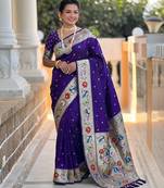 Purple Color zari weawing Work Silk Saree