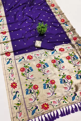 Purple Color zari weawing Work Silk Saree