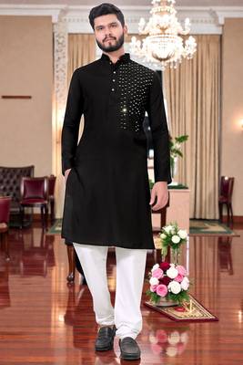  men's blackmirror work - silk kurta 1