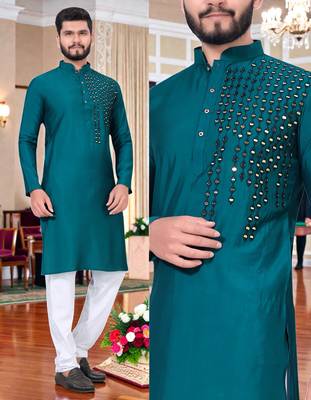  men's mirror work - silk kurta 2