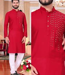  men's redmirror work - silk kurta