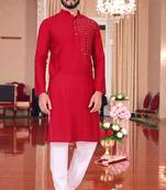  men's redmirror work - silk kurta