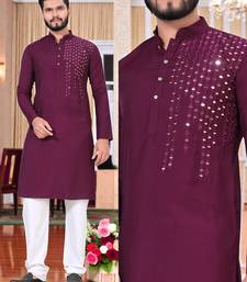  men's winemirror work - silk kurta