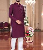  men's winemirror work - silk kurta
