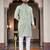  green  embroidery men's silk kurta 
