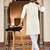 white embroidery men's silk kurta 