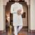 white embroidery men's silk kurta 