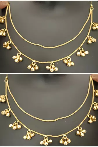 Brass ghungroo kaan chain set