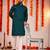  peach  embroidery men's cotton blend kurta 
