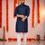  navy bluee  embroidery men's cotton blend kurta 