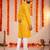  yelloww  embroidery men's cotton blend kurta 