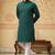 green  mirror work  men's silk kurta 