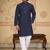 navy blue  mirror work  men's silk kurta 
