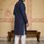 navy blue  mirror work  men's silk kurta 