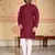 red  mirror work  men's silk kurta 