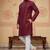 red  mirror work  men's silk kurta 