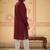 red  mirror work  men's silk kurta 