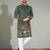  green embroidered  men's silk kurta 