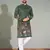  green embroidered  men's silk kurta 