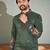  green embroidered  men's silk kurta 