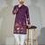 wine embroidered  men's silk kurta 