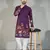  wine embroidered  men's silk kurta 