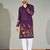  wine embroidered  men's silk kurta 