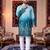  crochet embroidered  men's rayon kurta - blue