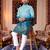  crochet embroidered  men's rayon kurta - blue