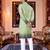  crochet embroidered  men's rayon kurta - green
