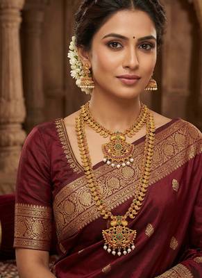 Matt finish pink green south indian bridal jewellery set 3