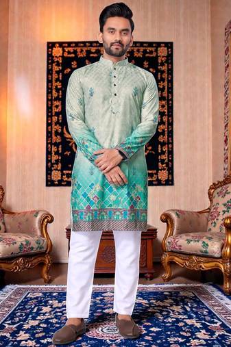  crochet embroidered  men's rayon kurta - 