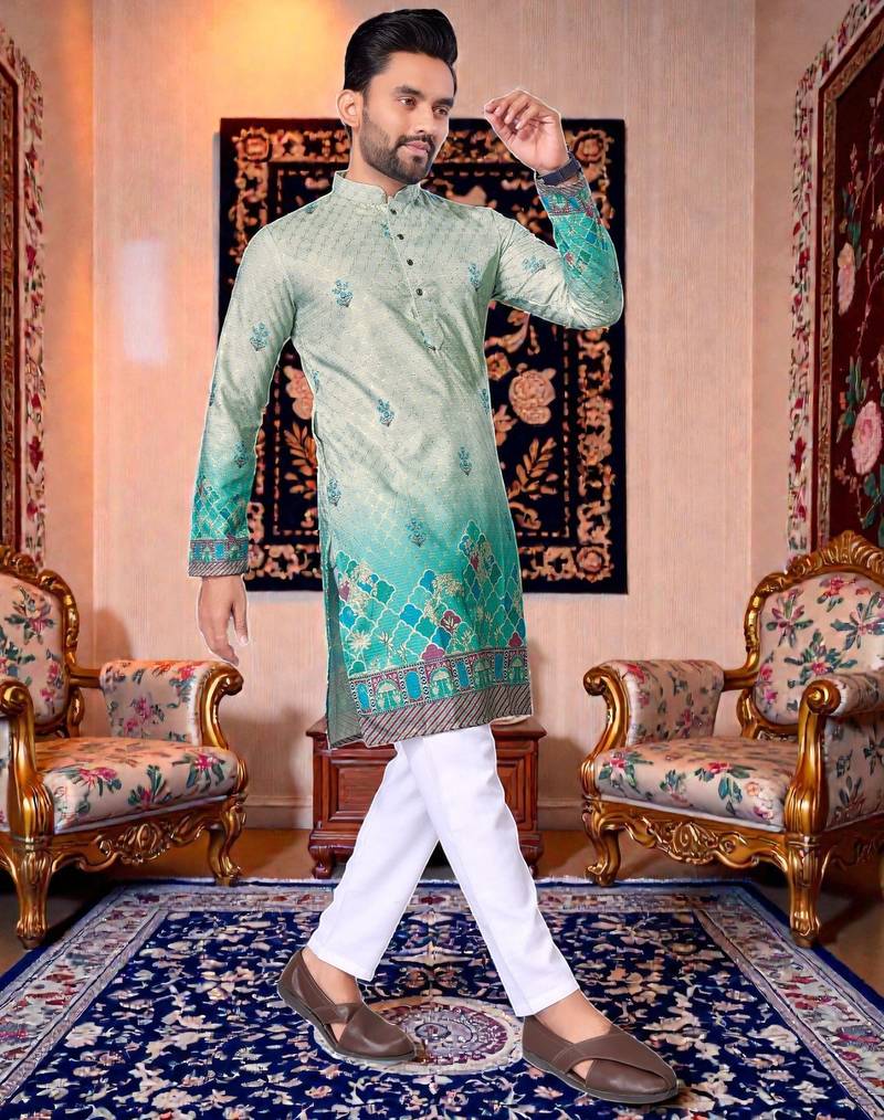  crochet embroidered  men's rayon kurta - 