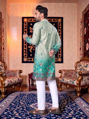  crochet embroidered  men's rayon kurta -  5